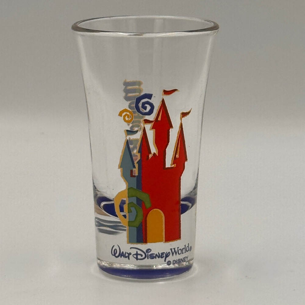 Walt Disney World Magic Kingdom Cinderella Castle Shot Glass Blue Base Souvenir